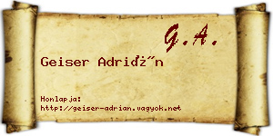 Geiser Adrián névjegykártya